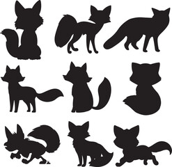 Fox silhouette set vector design big pack of fox illustration and icons.