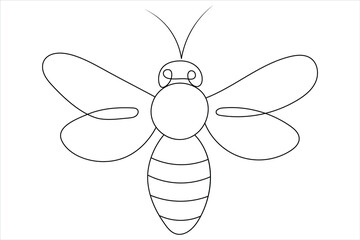 Continuous one line art of honey bee fliying of isolated outline vector icon
