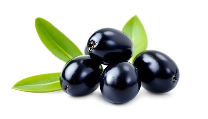 black olives on white background