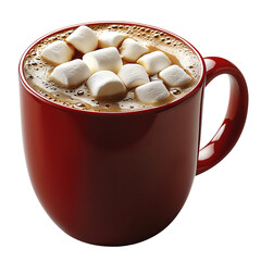 Cozy Hot Chocolate with Marshmallows in a Red Mug png isolated on transparent background