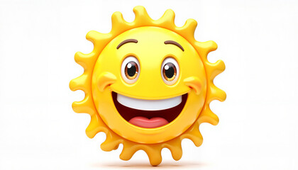 Joyful yellow emoji smiling brightly, radiating positivity