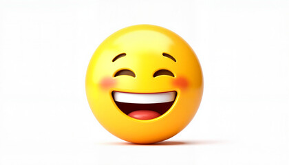 Cheerful emoji expressing delight on white background, joy and happiness
