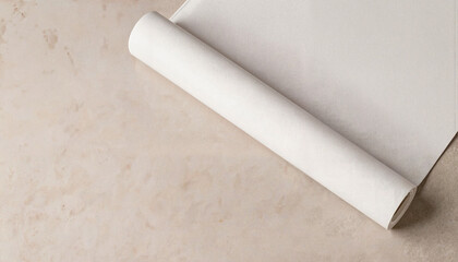 Fototapeta premium Textured vinyl flooring roll on smooth concrete, home improvement concept
