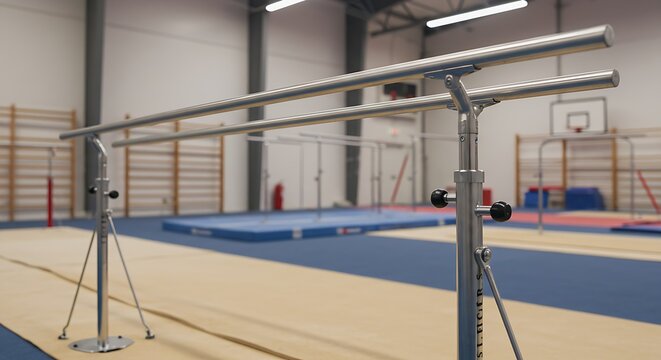 A set of parallel bars, commonly used for gymnastics training.