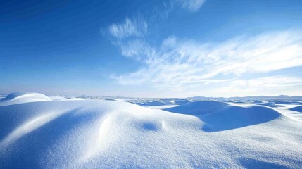 A deep blue Arctic sky contrasting with pure white snow. 