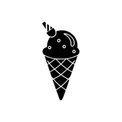 creative details Ice Cream Cone with a Tiny Surfboard Stuck in It Icon vector illustration 