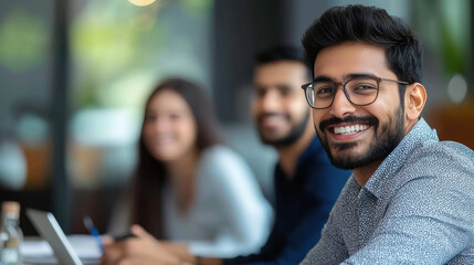 young indian businesspeople having a meeting together at office