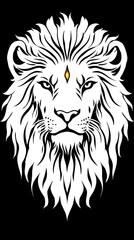Fototapeta premium A majestic lion face illustration depicted in striking black and white