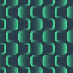 Rounded Squares Grid Seamless Pattern Trend Dot Work Vector Turquoise Abstract Background. Dynamic Loopable Halftone Art Illustration for Cozy Textile Print. Endless Graphic Abstraction Wallpaper