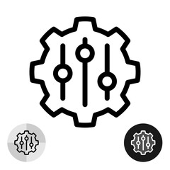 Adaptation black line icon with gear silhouette and options setup sliders. Setup options for better fit concept. Editable stroke.