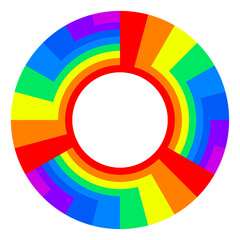 Obraz premium Round tech frame with geometric concentric shapes of bright color. Color disc toy design.