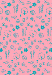 かわいい手書き春のイメージ背景パターン