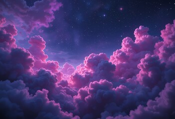Purple clouds and stars at night