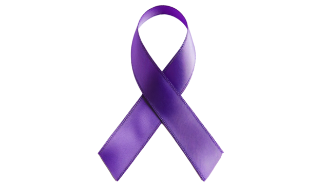 A purple awareness ribbon on a white background.
