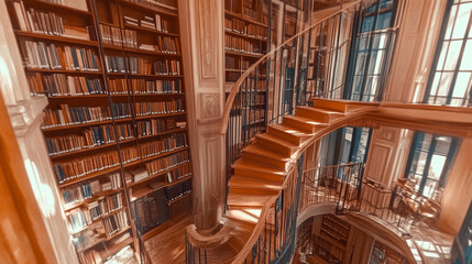 Fototapeta premium Whimsical Cottagecore Library with Vintage Charm