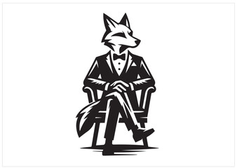 Pet wearing suit silhouette vector