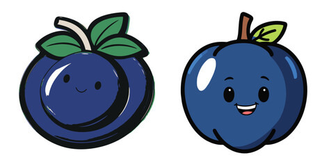 Cartoon vector illustrations of a cute apple, apple with a worm, and an apple and pear with a playful pig character, all in a fun, colorful, and healthy farm-themed design
