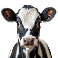 Close-up portrait of a cow head isolated on transparent background, PNG