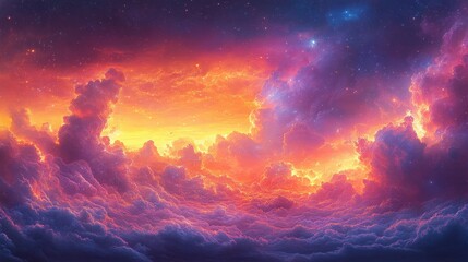 Naklejka premium Majestic Skyscape Displays Brilliant Hues of Clouds and Sky