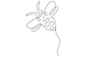 Continuous one line art of honey bee fliying of isolated outline vector icon
