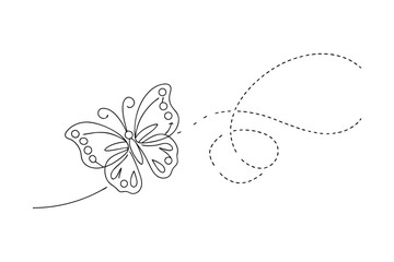 Elegant Butterfly Flight Path Natures Graceful Line Art Design