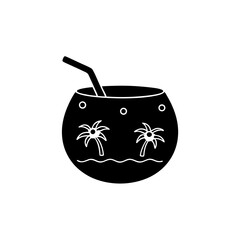 creative details Tropical Drink Shaped Like a Mini Island Icon vector illustration 