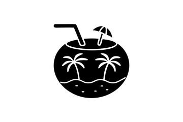 creative details Tropical Drink Shaped Like a Mini Island Icon vector illustration 