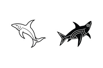 Shark Line Art Designs Minimalist, Geometric, Tribal, Aquatic, Predator