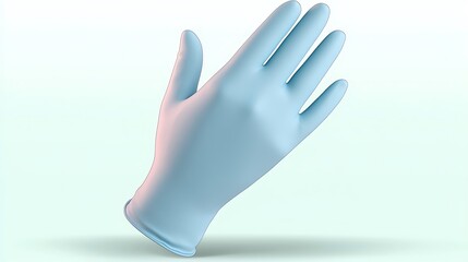 Obraz premium A light blue nitrile glove, displayed against a soft, gradient background. The glove is shown in a slightly angled position, showcasing its texture and form