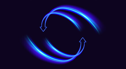 Two arrows go round. Update Software. Synchronization icon. Upgrade computer program version concept. Circulation arrows in motion. Exchange and money transfer.