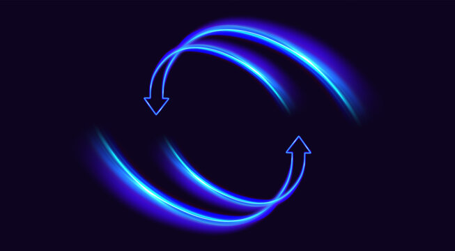 Two arrows go round. Update Software. Synchronization icon. Upgrade computer program version concept. Circulation arrows in motion. Exchange and money transfer.