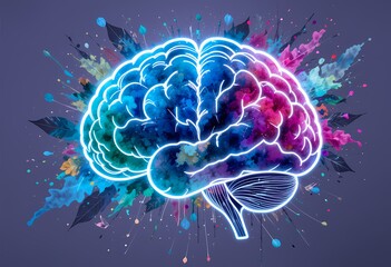 Fototapeta premium Abstract brain with vibrant colors, creativity, idea