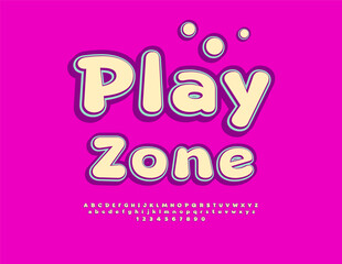 Vector Kids banner Play Zone. Cute Children Joyful Font. Bright Creative Alphabet Letters and Numbers set.