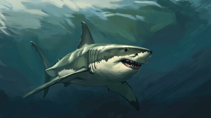 Fototapeta premium Majestic Great White Shark Underwater