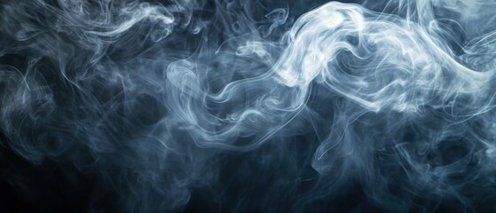 Ethereal Smoke Swirls in Air with Soft Diffusion on Dark Background for Abstract Art or Design Use, Perfect for Visual Effects and Creative Projects