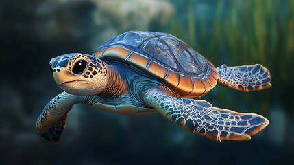 Vector tortoise icon under the sea illustration 