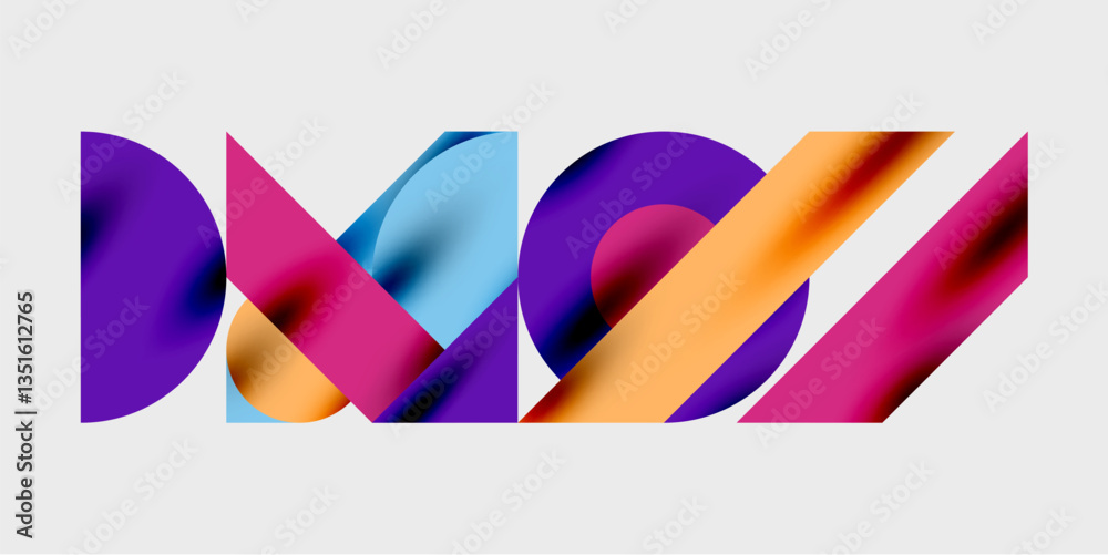 Poster modern abstract background featuring circles, lines, and triangles in a dynamic geometric compositio