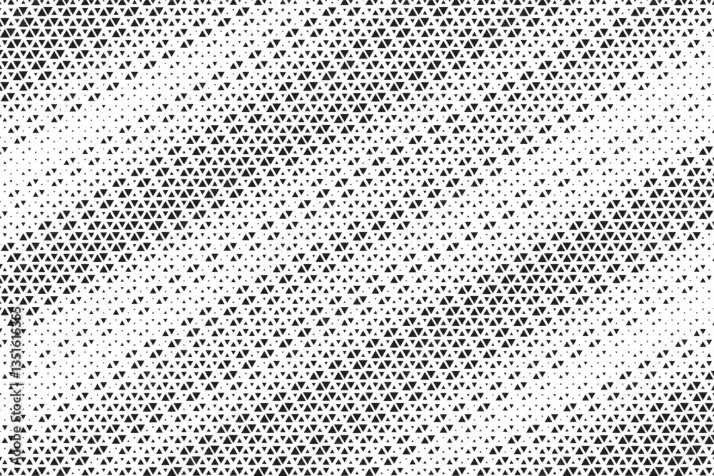 Aufkleber Halftone triangle abstract grunge background. Monochrome geometric vector pattern. Vector illustration.	