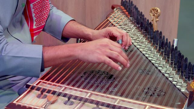 Middle Eastern Qanun Player, Arabic Music Instrument