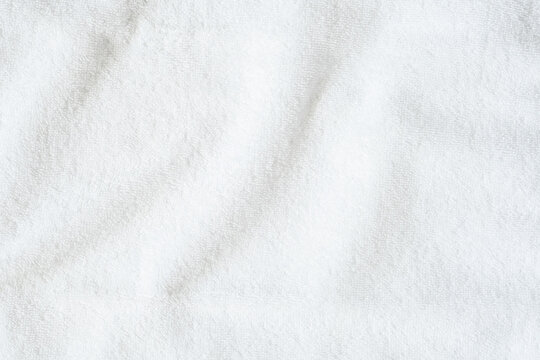 White towel texture background or beach bath fabric, kitchen wiper towel or plain blank cloth bathroom rug made of soft clean cotton fiber material for linen laundry backdrop