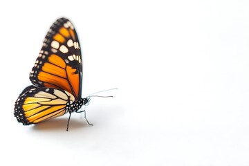 Obraz premium A Beautiful Orange and Black Butterfly Resting on a White Surface