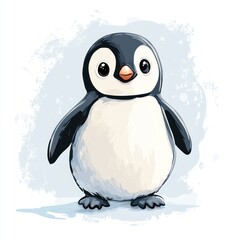 Naklejka premium Cute penguin illustration on textured background