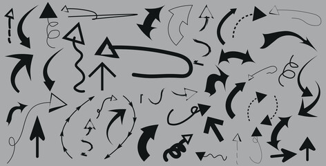 Arrow icon set. Cursor. Collection different arrow signs. Black arrows icons. Arrow icon collection. Large Black arrow icon vector set