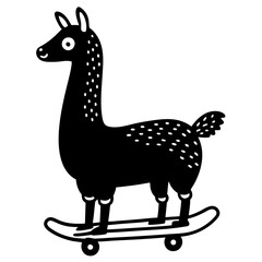Llama riding skateboard