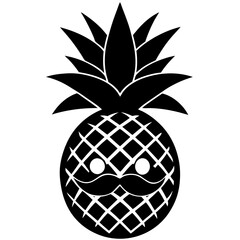Pineapple with mustache silhouette vector illustration 