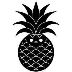 Pineapple with mustache silhouette vector illustration 