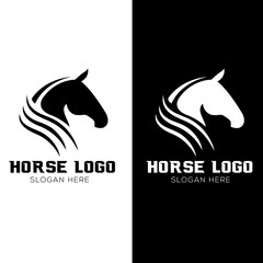 Modern horse head logo design in black and white. Horse logo template vector illustration eps 10.