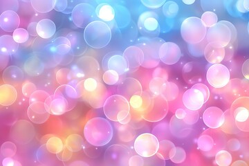 Abstract Pastel Bubble Background Soft Pink, Blue, and Yellow Bokeh Lights