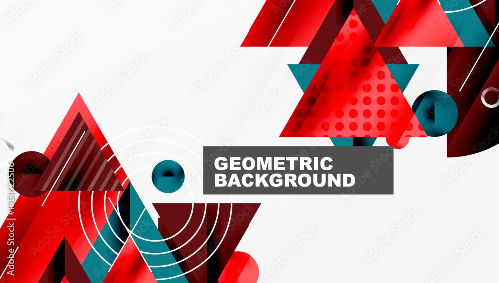 Poster Modern geometric background - overlapping triangles with smooth gradients and semi-transparency