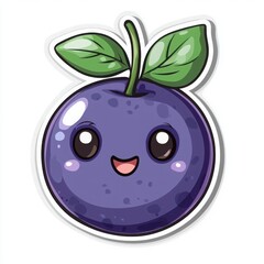 Obraz premium Adorable cartoon blueberry with a cheerful face. Perfect for kids' designs or food illustrations.